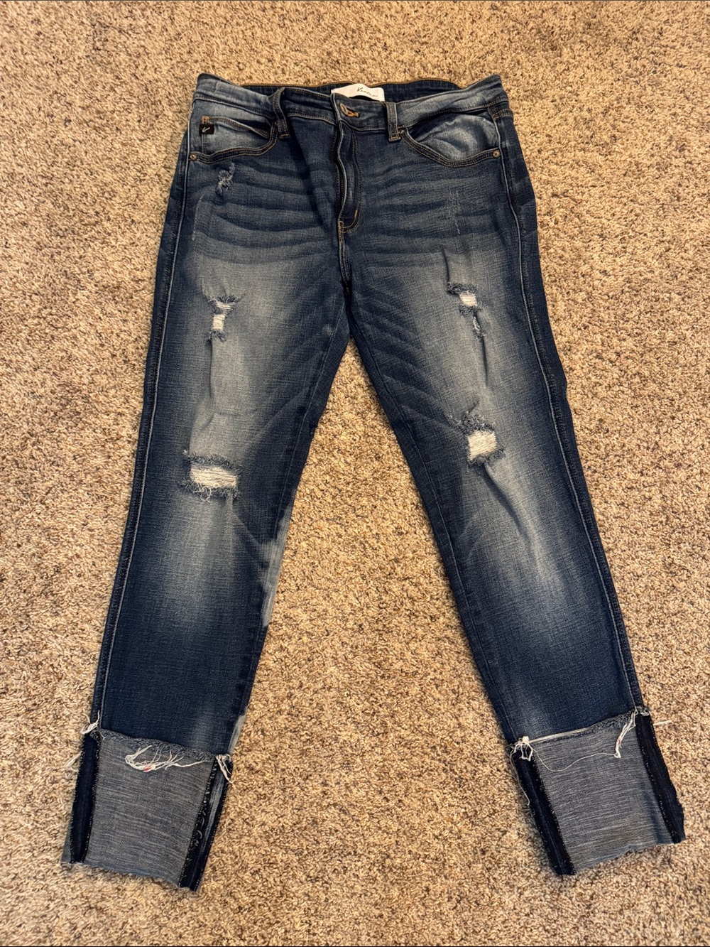 KanCan Dark Blue Distressed Ankle Jeans